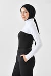 Dik Yaka Boyunluklu Kolluk Beyaz Uzun Kollu Boyunluk Tesettür Boyunluk Balıkçı Yaka Bodysuit