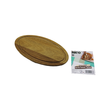 İ22-283 ( Akasya ) ( Oval ) Ahşap Servis Sunum Tepsi & Tahtası ( Mini Tepsi ) ( Kenar Kanallı ) ( 24.8 X 13.8 X 1.4cm )