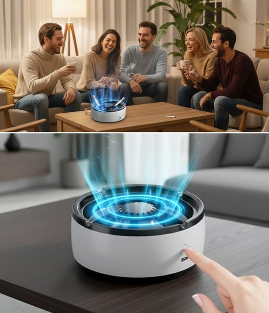 Buffer® Dumanı İçine Çeken Akıllı Kül Tablası – Kokusuz, Filtreli ve Otomatik Duman Emici Küllük