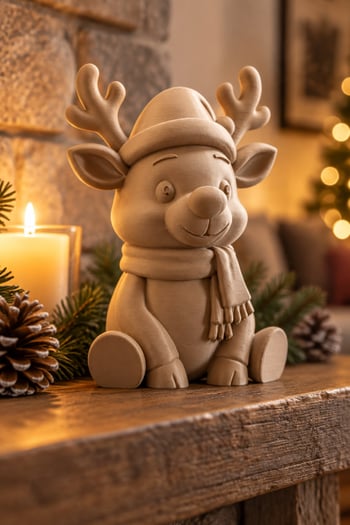 Sevimli Noel Geyikleri Figürlü Dekoratif Biblo Kahverengi