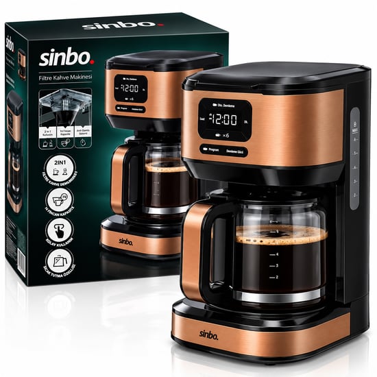 Sinbo Scm-9042 ( 2in1 ) ( Bronz ) Filtre Kahve Makinesi ( 100w ) ( 14 Fincan Kahve Kapasite ) ( 1.8lt Su Hazne ) ( Dijital Ekran )