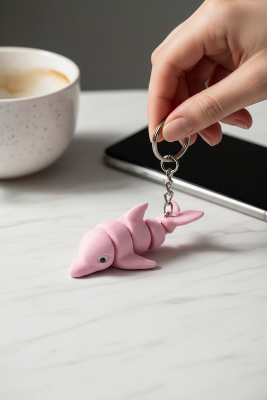 Pembe Yunus Figürlü Hareketli Anahtarlık