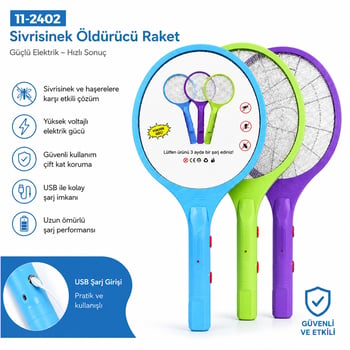 Gold Silver ( Renkli ) ( Raket Modeli ) Elektronik Sinek Öldürücü Cız Makine