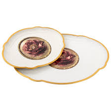 İsra 2'li Lüks Beyaz Pera/luna Tepsi-farklı Desenlerde