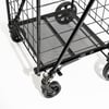 4 Tekerlekli 60 L Katlanabilir Kılıflı Pazar Arabası – 360° Dönebilen Metal İskeletli Siyah Alışveriş Arabası
