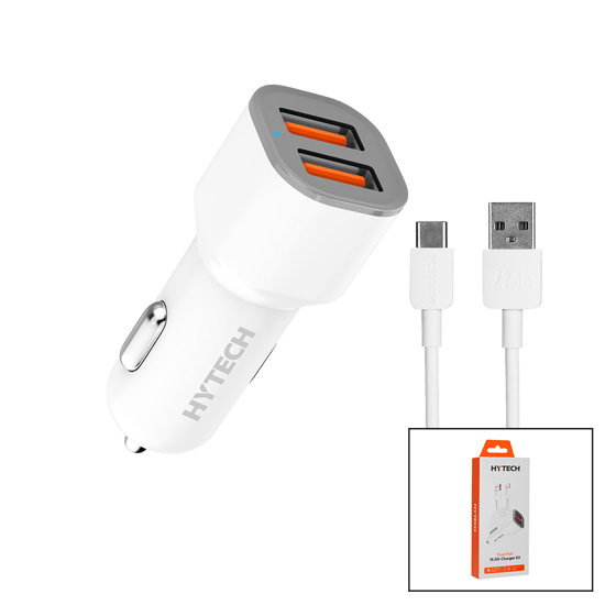 Hytech Hy-x46 ( Type-c & Kablolu ) ( Oto & Araç ) ( Çakmaklık Şarj Başlık Set ) ( Dual-port ) ( 3a & 15.5w ) ( 1mt Kablo )