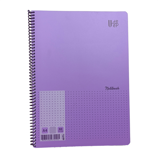U-deep 60 Yaprak Plastik Kapak Telli Kareli Defter