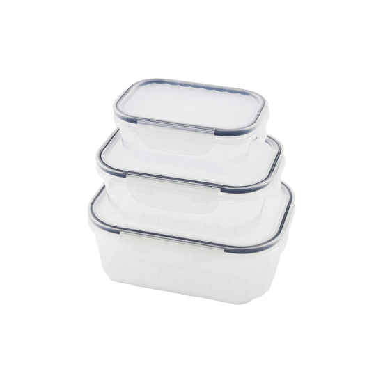 Qlux L-00879-2 ( 3pcs ) Quick Sızdırmaz Saklama Kabı Seti (şeffaf Kap & Buğulu-contalı Kapak) ( 500-1000-1700ml)