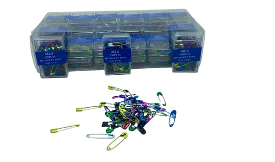 Mls Safety Pins-988 ( Renkli ) ( 50pcs.pls.kutu ) ( No-00" ) Mini Çengelli İğne
