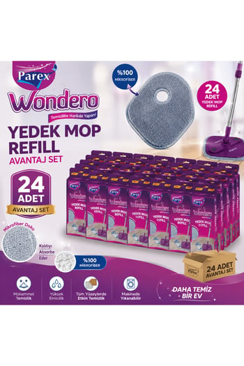 Parex Wondero Yedek Mop Refill 24 Adet Avantajlı Set %100 Mikrofiber
