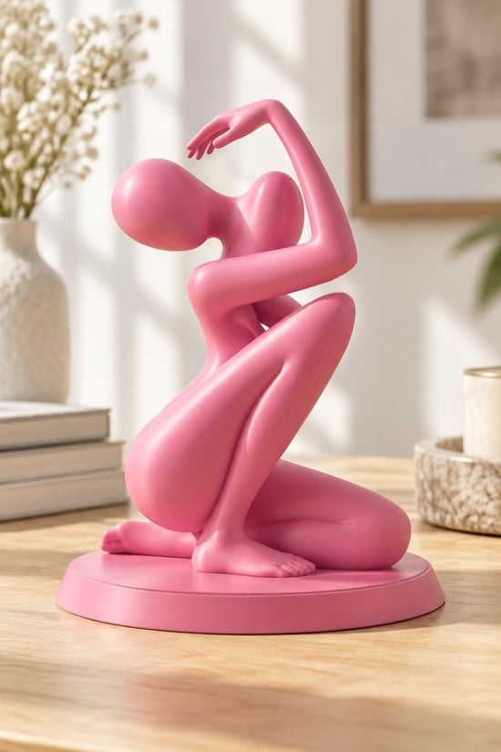 Zarif Soyut Silüet Figürlü Dekoratif Biblo Pembe