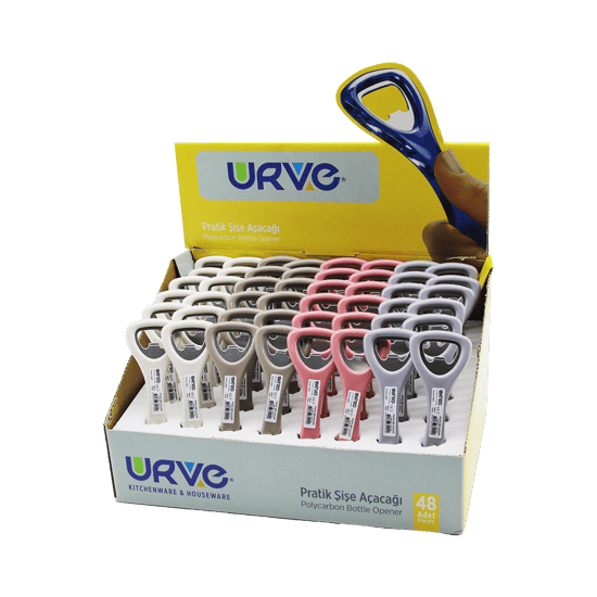 Urve Ur-3178 Gökkuşağı Pratik Şişe Kapak Açacak ( Renkli Plastik Saplı & Metal )
