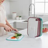 Qlux L-01009 Kitchenq ( 2pcs Set ) (plastik) Kesim Panosu (19x24cm & 23.3x35.5cm) (renkli Silikon Kenar & Kenar Delikli Tutamak)