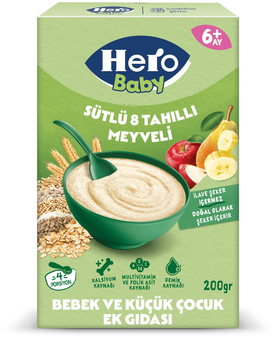 Hero Baby Bebek Maması 200 Gr Sütlü 8 Tahıllı Meyveli