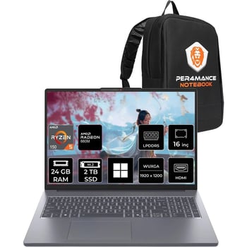 Lenovo Ideapad Slim 3 Ryzen 5 150 24GB Ram 2tb SSD 16" Fhd+ WIN11 Pro 83K80086TRP344 Notebook + Per4