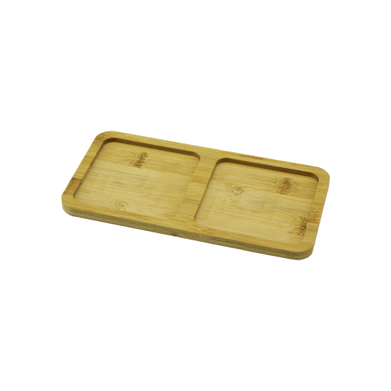 Pablito Home Pbt-280 ( 2 Bölmeli ) ( Dikdörtgen ) Ahşap Bambu Yağdanlık Altlık ( Mini Tepsi ) ( 20x10x0.8cm )