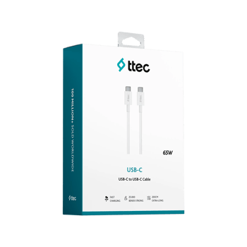 Ttec 2dk45b Usb-c - Usb-c 200cm 65w Pd/qc Hızlı Şarj/data Kablosu Beyaz