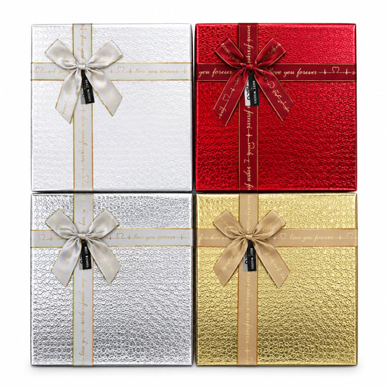 İ12-097 (3pcs) (d.dörtgen) (parlak Mix Renkli & Kabartma Desen) Karton Hediye Kutusu (kurdelalı) (33x24.5-28.5x20.5-24x16.5cm)