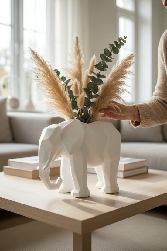 Fil Figürlü Tasarım Vazo