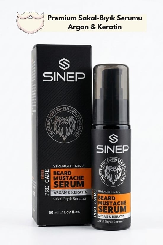 Sinep Argan & Keratin Özlü Güçlendirici Sakal ve Bıyık Serumu 50 Ml