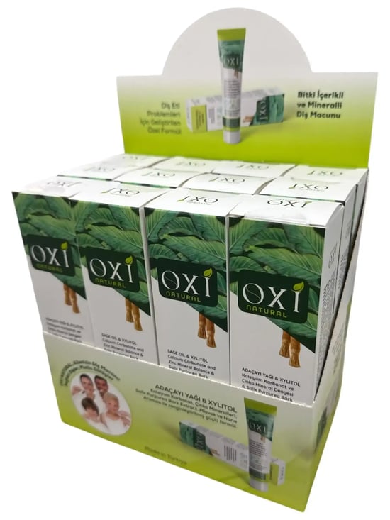 Oxi Natural Bitki İçerikli Mineralli Diş Macunu 75 Ml. (12'li Stand)