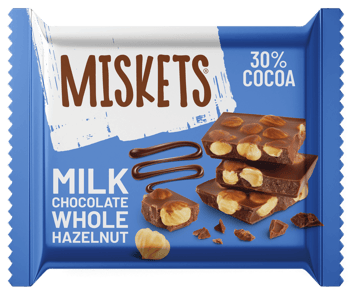 Miskets Tablet Sütlü Çikolata Fındıklı 60g (10’lu X 6 Kutu)