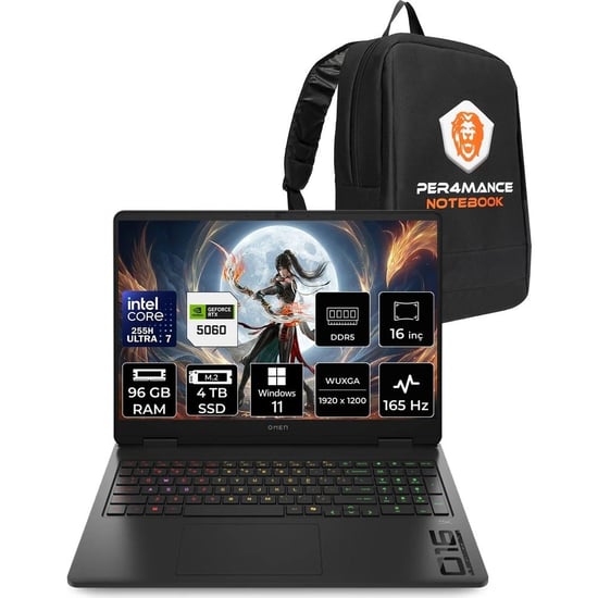 Hp Omen Slim 16 Core Ultra 7 255h Rtx 5060 8gb 96gb Ram 4tb Ssd 16" Fhd+ 165hz Win11 Pro Ck9l3eapn44