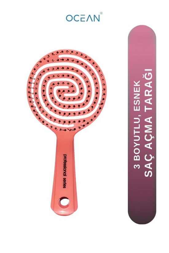 Ocean Oval Kolay Temizlenebilir Saç Fırçası Pembe Asu-293