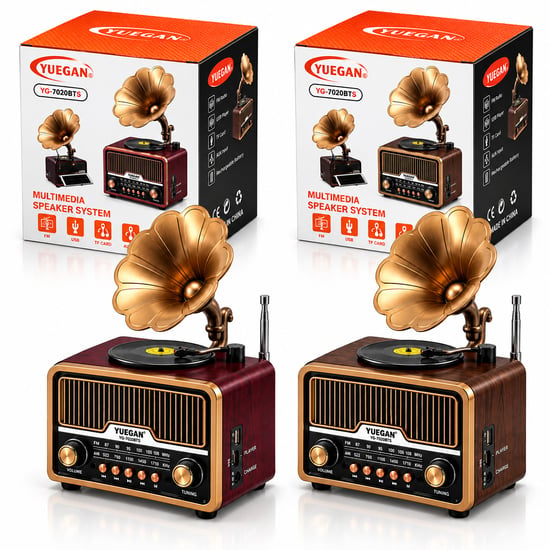 Yuegan Yg-7020bts Pl-4722 ( Solar & İbreli ) Gramafon Radyo & Retro ( Am & Fm & Sw )( Usb & Type-c Sarjlı )( Bt & Tf & Usb ) Speaker