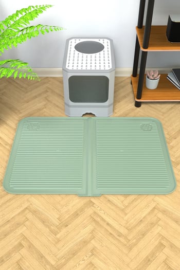 Ata Home Silikon Mama ve Kum Matı Havuzlu Yıkanabilir Kedi Tuvaleti Önü Kedi Kumu Paspası Büyük Boy 40x60