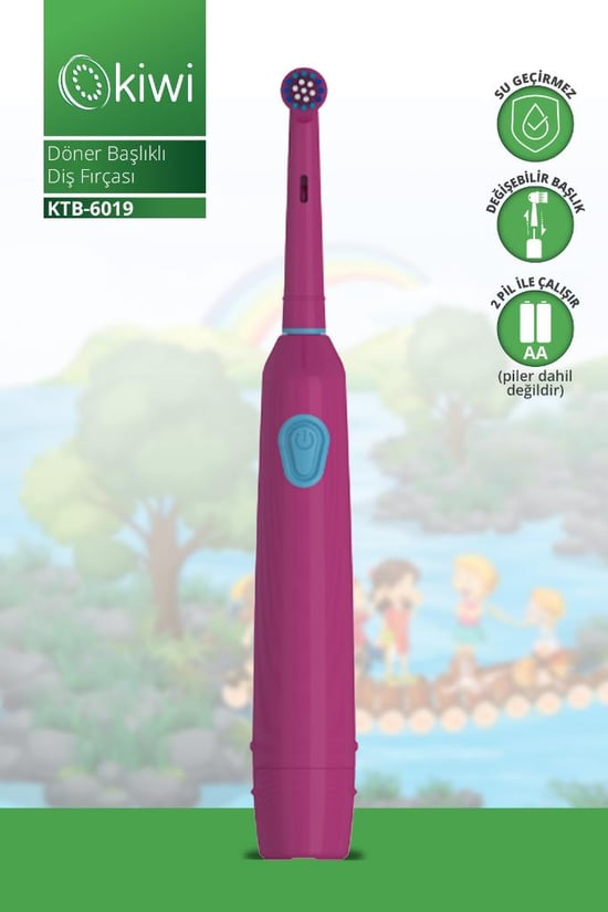 Kiwi Ktb-6019 Döner Başlıklı Plak Giderici Pilli Diş Fırçası Bordo