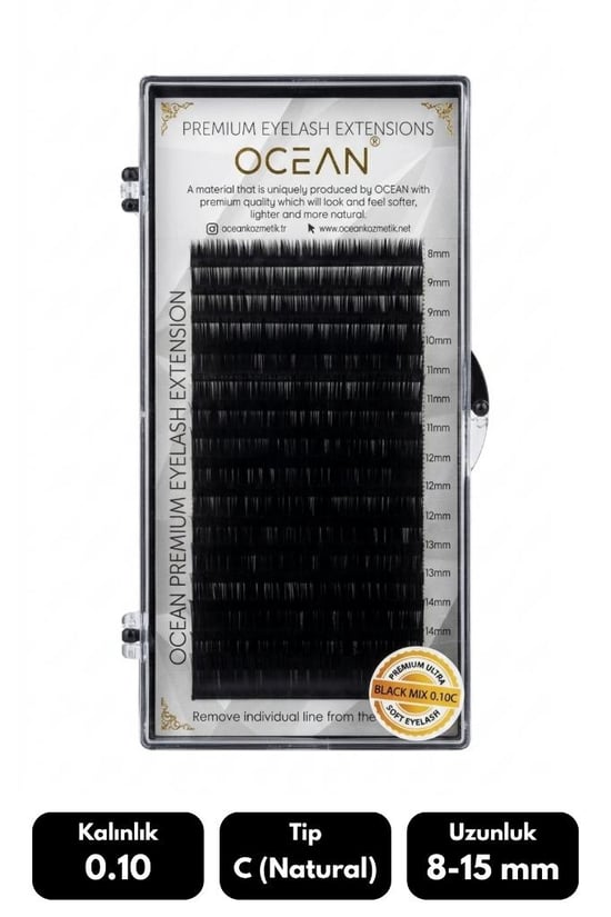 Ocean 0.10c Natural Kıvrım Mix Soft Eyelash Doğal İpek Kirpik 16'lı