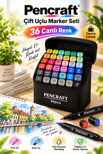Fabess Pencraft 36'lı Profesyonel Marker Boya Kalem Seti, Proje,mimarlık Çizim Seti