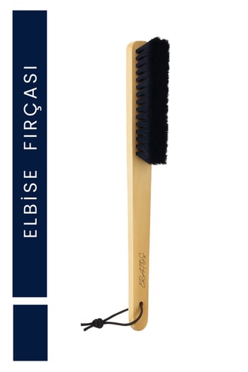 Doğal Elbise Fırçası – Ahşap Saplı, Toz ve Tüy Temizleyici, Kıyafet Bakım Fırçası - 45 Cm