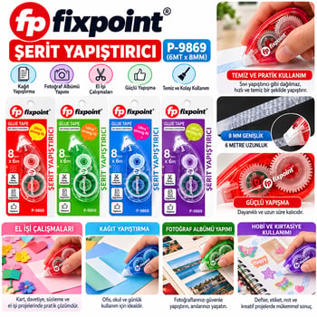 Fixpoint P-9869 Şerit Yapıştırıcı ( 6mtx8mm )
