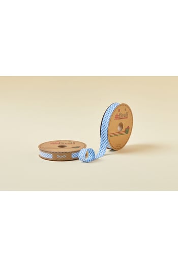 Biye Ekoseli Katlı E01 Mavi 2 Cm 25 Metre %65 Koton %35 Polyester