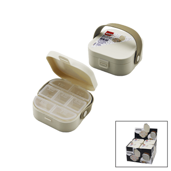 Wenken Ur-3499 (pls.kutu Çantalı=9x9cm & Y:3.7cm ) İlaç Kutusu (7 Günlük= 2+2+3 Şeffaf Plastik ) (taşıma Kulplu)
