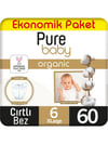 Pure Baby Organik Pamuklu 6 Numara Xlarge 60'lı Bebek Bezi
