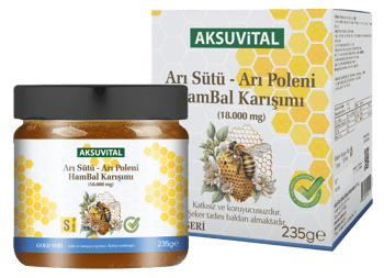 Aksuvital Arı Sütü Bal Polen Yetişkin 18.000 Mg