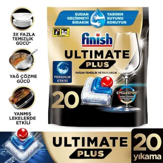 Finish Ultimate Plus Hepsi Bir Arada Bulaşık Makinası Tableti 20 Adet