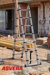Asvera 3.8 Metre Akıllı Uzayan A Tipi Teleskopik Merdiven - 6+6 Basamaklı Katlanır Merdiven
