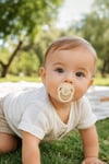 Wee Baby Pure Yuvarlak Uçlu Kauçuk Emzik 6-18 Ay Krem