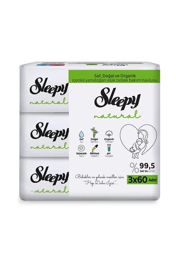 Sleepy Islak Havlu 3x60'lı Natural *12 (plt-40)