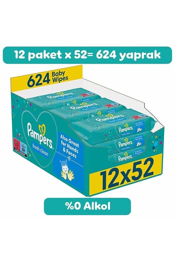 Prima Pampers Baby Islak Havlu Fresh Clean 52li*12 Adet