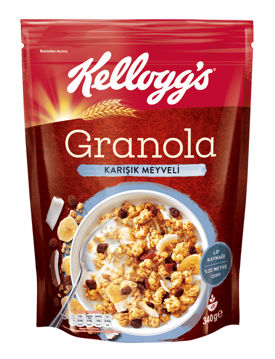 Kellogg's Karışık Meyveli Granola 340 Gr,%45 Yulaf İçerir,lif Kaynağı,%20 Kurutulmuş Meyve