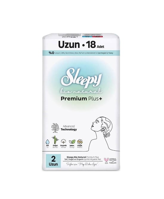 Sleepy Ped Bio Natural Premium Plus + No : 2 Uzun 18 Li Hijyenik Ped