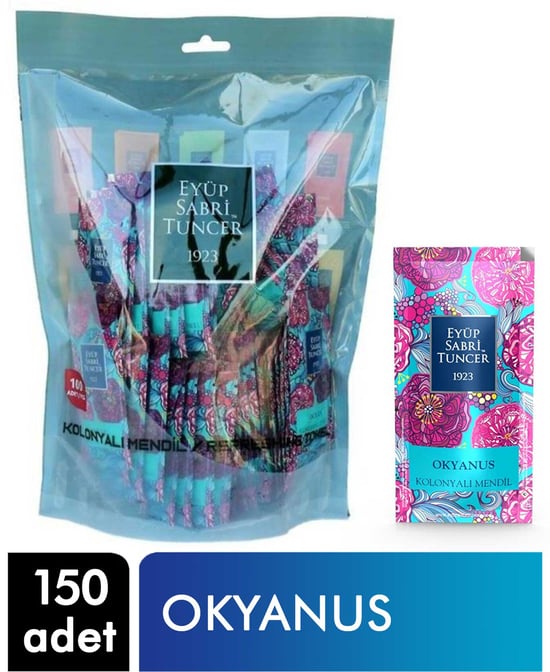 Eyüp Sabri Tuncer Kolonyalı İslak Mendil 5x10 Küçük Boy 150 Adet Okyanus