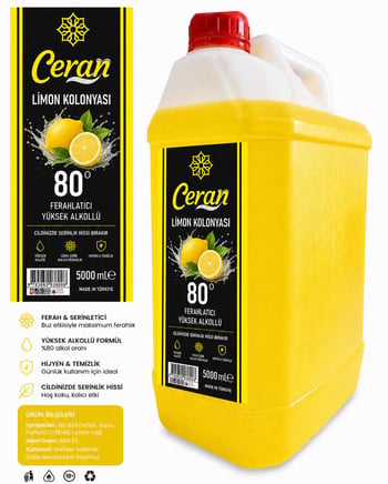 5 Litre Limon Kolonyası 80 Derece Ceran Marka