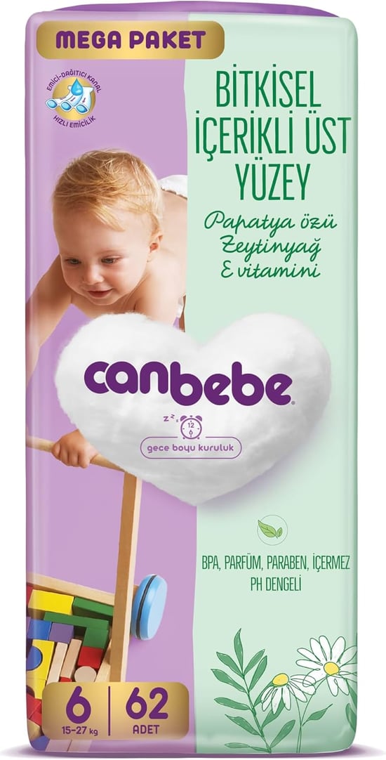 Canbebe 6 Numara Extra Large 62'li Bebek Bezi