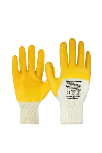 Universal Techno C-15 Sarı Nitril Kaplı İş Eldiven Standart 10 No 12 Çift